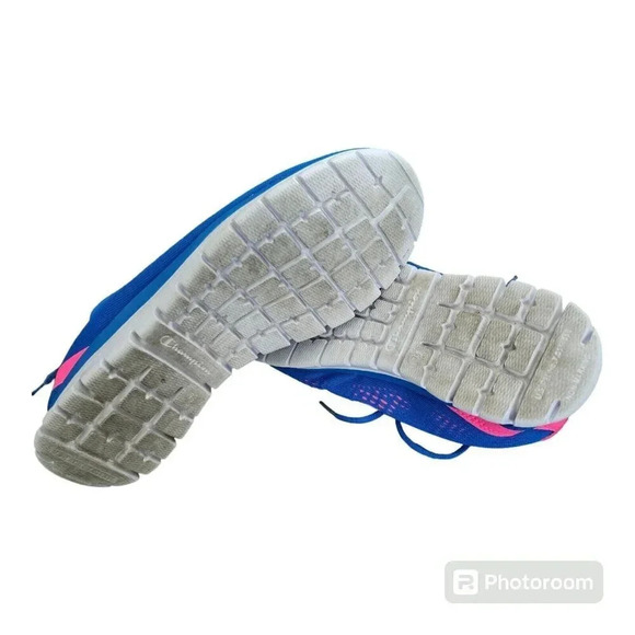 Champion Womens Size 7.5 Blue Pink Lace Up Athletic Sneakers - Picture 4 of 10